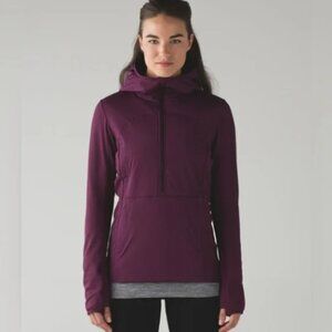 Lululemon Run for Cold Lightweight Puffy Half Zip Jacket Hood in Plum Purple 4